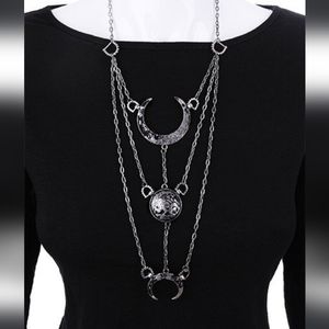 Restyle long crescent pendant necklace